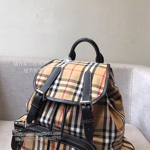 Burberry專櫃新款雙肩包 巴寶莉Vintage格紋棉質中格子雙肩後背包  db1093